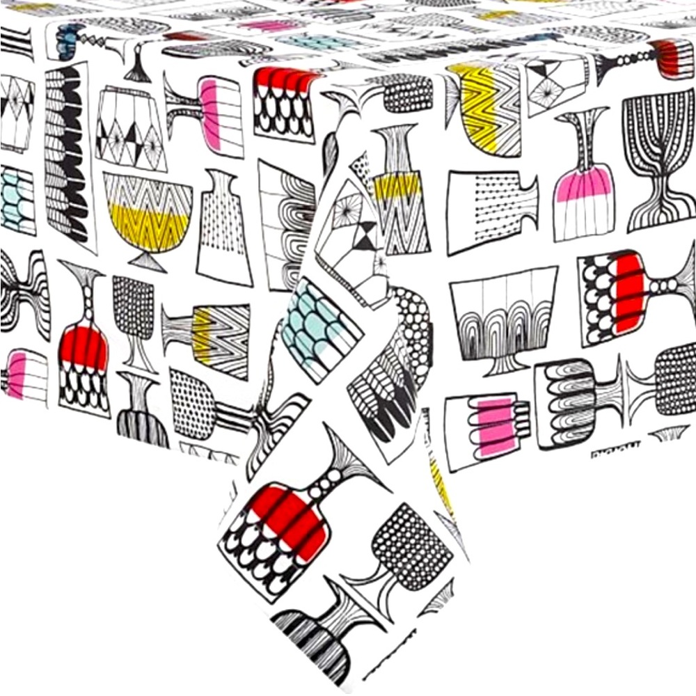 NWOT Crate & Barrel Marimekko Kippis Tablecloth 60" x 120". HTF MCM design.